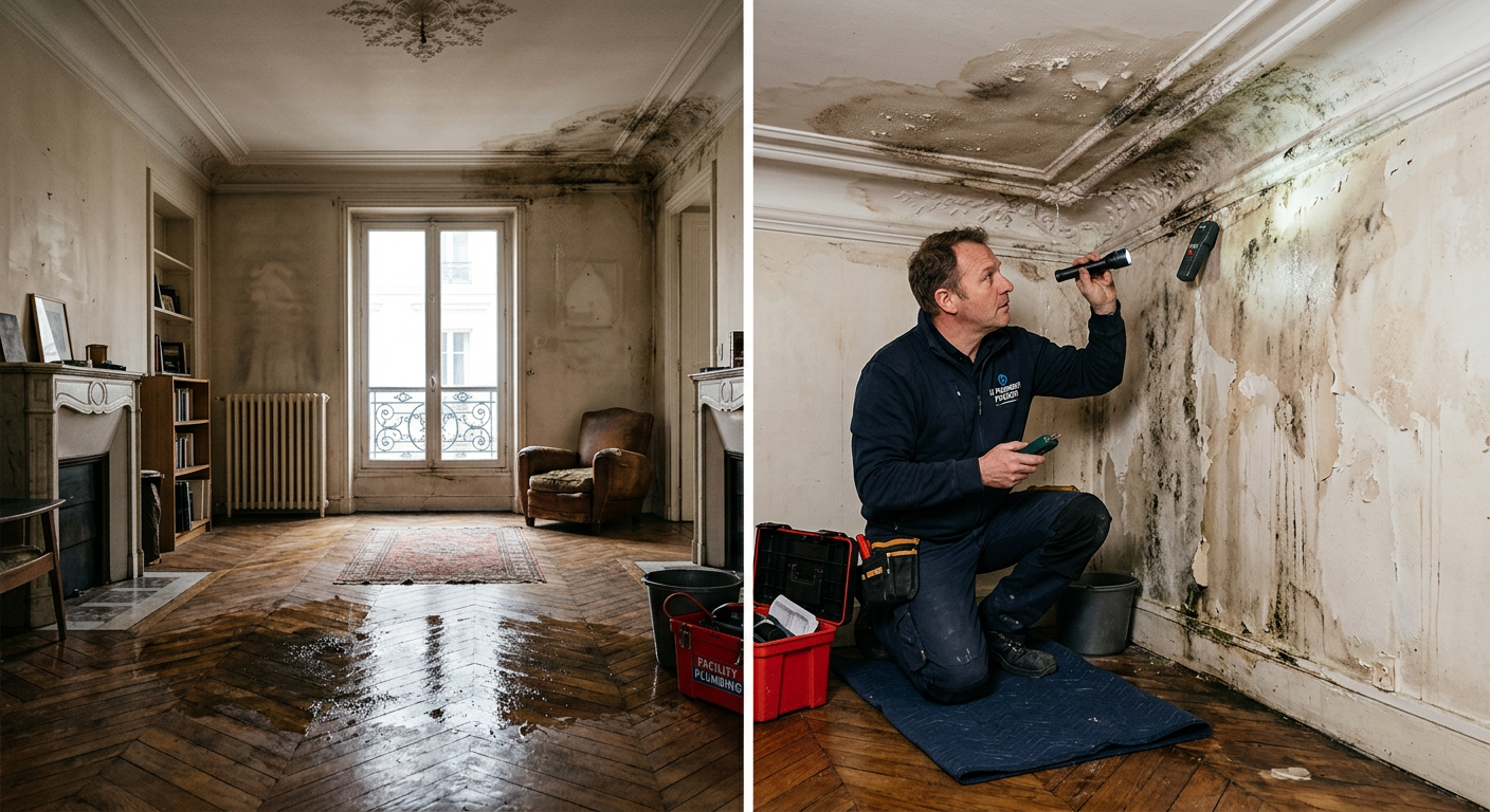 Intervention urgente dégât des eaux dans un appartement à Créteil