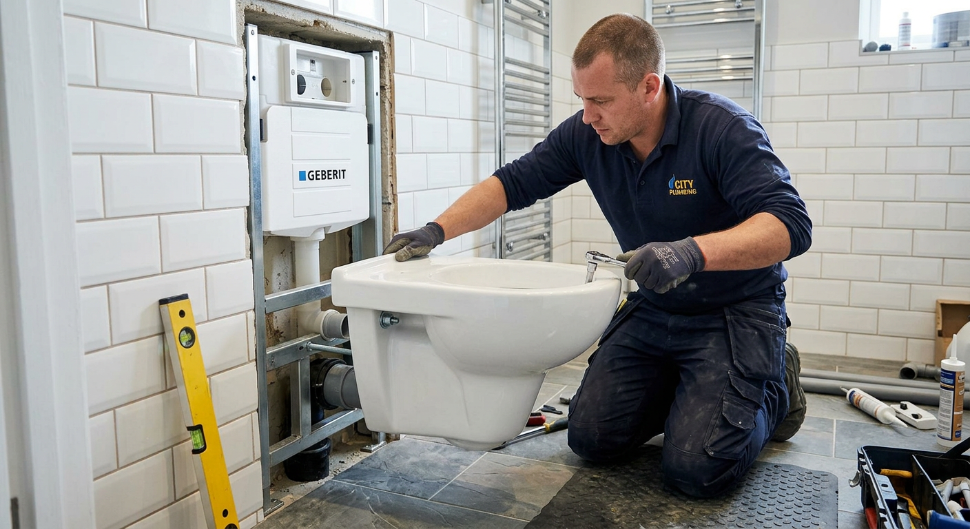 Pose de WC suspendu par un plombier professionnel à Créteil