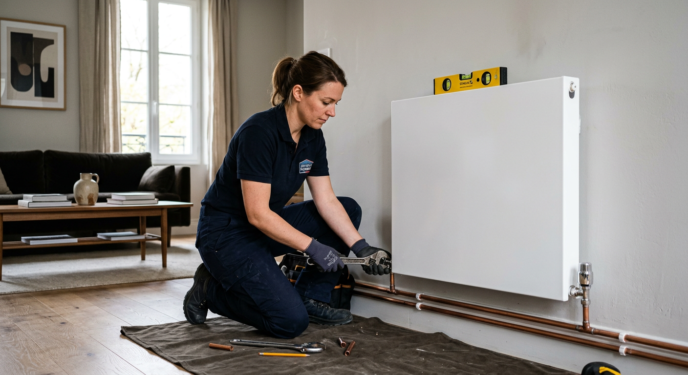 Installation de radiateur et robinet thermostatique à Créteil